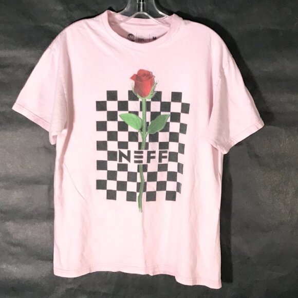 NEFF Pink Checkerboard Rose Short Sleeve  Tee T Shirt - Picture 2 of 5